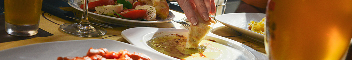 Eating Greek Mediterranean Middle Eastern at George's Greek Grill restaurant in Los Angeles, CA.